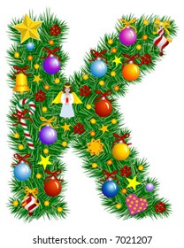 Letter K - Christmas tree decoration - Alphabet