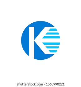 letter K with circle concept for icon or logo design ready to use