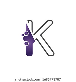 Letter K with circle concept logo or symbol creative design template