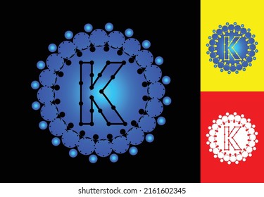 Letter K with circle dot logo and icon design template