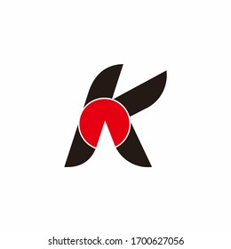 letter k circle geometric motion logo vector