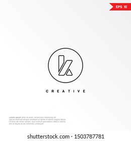 Letter K circle line logo icon design template elements