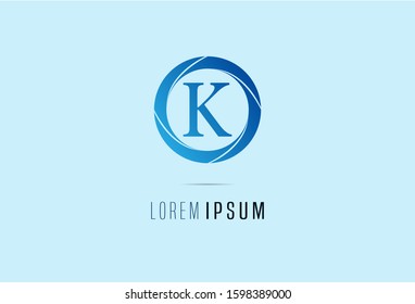 Letter K with circle logo design template. vector illustration