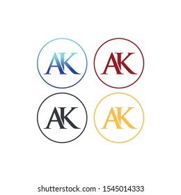 letter A and K in circle logo SET vector