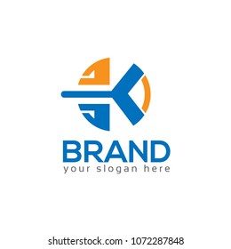 Letter K and circle on White background. logo has the impression fast and reliable. Logo Design Template.