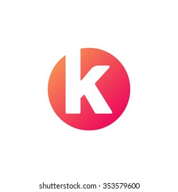 letter k circle shape icon logo orange red