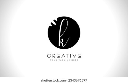 Letter K circle shape logo design with creative cut