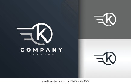 Buchstabe K Kreis Flügel Logo