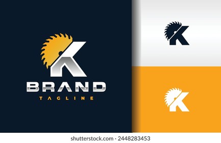 letra K logotipo de sierra circular