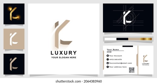 Plantilla de logotipo de monograma de letra K o CL con diseño de tarjeta de visita