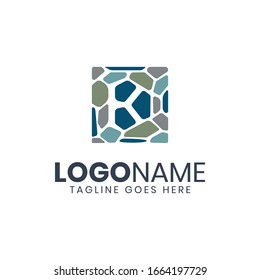 Diseño de logotipo cuadrado clásico de piedra K