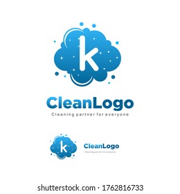 letter K clean wash water bubbles symbol logo vector