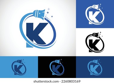Letter K cleaning service logo design template, Cleaning company logo sign symbol.