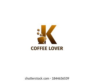 Letter K Coffe And Cup Logo Template