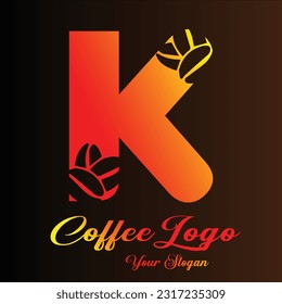 Letter K Coffee Bean Minimalist Logo Style With Gradient