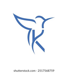 Letra K Colibri Diseño de logotipos Icono de Vector Ilustración de símbolos de emblema gráfico