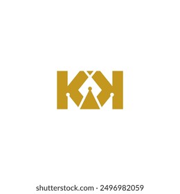 Letter K combination with crown logo design.