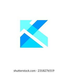letter K combination logo with arrow direction symbol