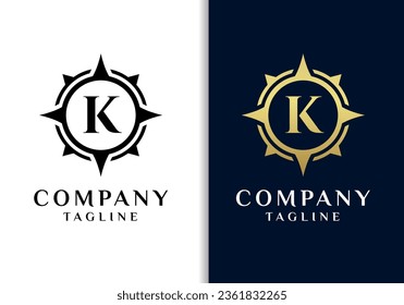 Letter K compass logo design vector image