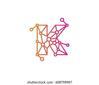 Letter K Connected Circle Network Logo Design Element