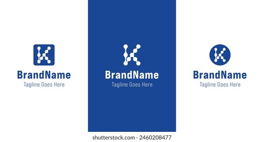 Logotipo de punto de conexión de letra K, adecuado para cualquier negocio con K inicial