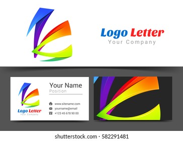 Letter K Corporate Logo and Business Card Sign Template. Creative Design with Colorful Logotype Visual Identity Composition Made of Multicolored Element. Vector Illustration.