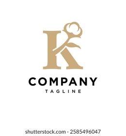 Letter K Cotton Gold Logo Icon vector
