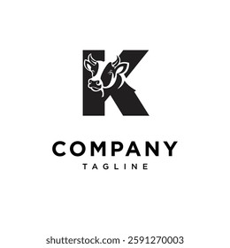 Letter K Cow Logo Icon Vector