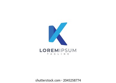 Letter k creative 3d blue colour modern business logo