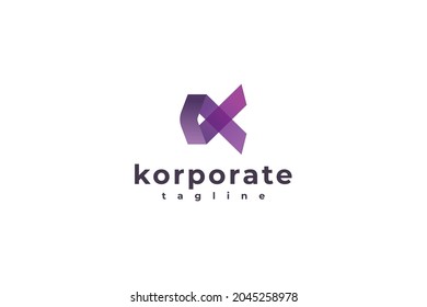 Letter k creative 3d purple colour arrow modern business logo	