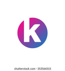 letter k creative circle icon logo purple blue