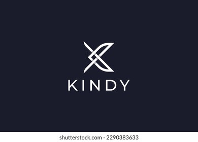 Letter K creative line art technological modern knife logo