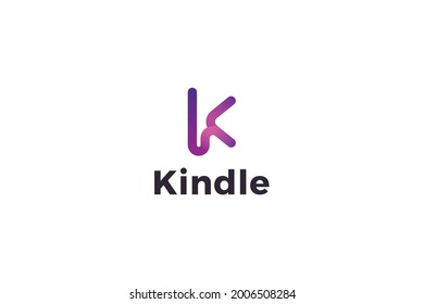 Letter K creative pink color simple and line art business logo
