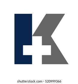 letter K and cross logo vector.