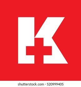 letter K and cross logo vector.