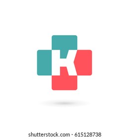 Letter K cross plus medical logo icon design template elements