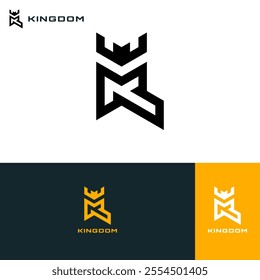 letter K with crown logo concept