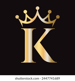 Letter K Crown Logo for Queen Sign, Beauty, Fashion, Star, Elegant, Luxury Symbol	