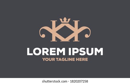 Letter K With Crown Vector Logo Design Inspirations