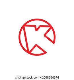 letter k cursor arrow line art design logo