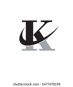 letter k is cut in a half circle in black and gray