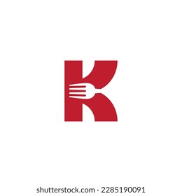 letter K and cutlery vector illustration for icon, symbol or logo. logo with the initials letter K. suitable for logos for restaurants, cafes or canteens