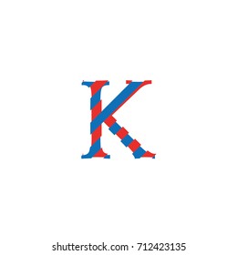 letter K with cuts and lag