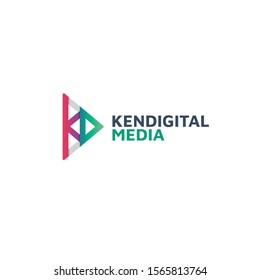 Letter K and D logotype design with triangle play button concept