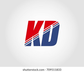 Letter K and D red and blue combination logo