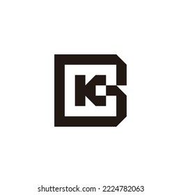 Letter K D square, outline geometric symbol simple logo vector