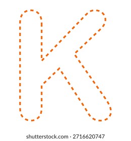 Letra K tracejada linha contorno vetor ilustração versão oranye