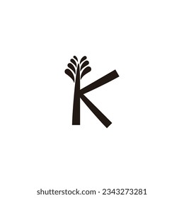 Letter K date palm geometric symbol simple logo vector