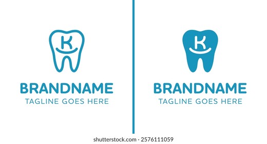 Letter K Dental Tooth Logo, symbolizing tooth, dental care and orthodontist