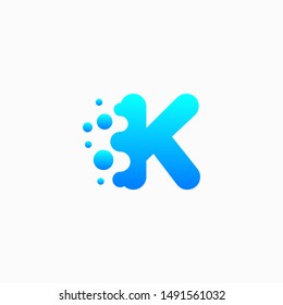 Letter K Design with dot shape. molecule and Lab Logo Design Element. perfect for technology,software, network and science brand. - vector